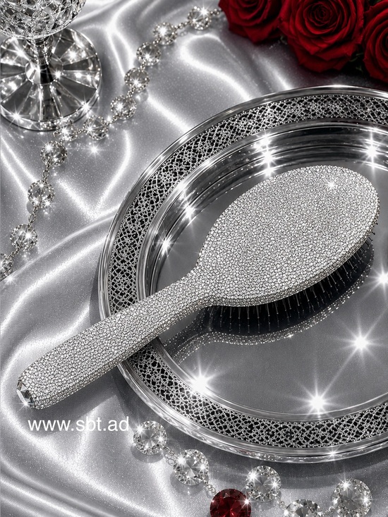 NWT Rhinestone Hair Brush Sparkling Bling Swarovski Crystal +FREE Gift main image 6